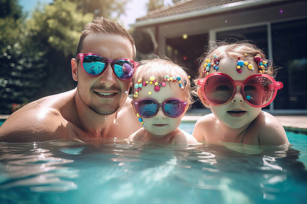 Familie im Pool auf Mallorca